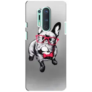 Чехол (ТПУ) Милые собачки для OnePlus 8 Pro (Бульдог в очках)