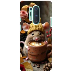 Печатный чехол «Зверята с кофе» для OnePlus 8 Pro (Мышка с кофе)