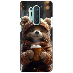 Печатный чехол «Зверята с кофе» для OnePlus 8 Pro (Медвежонок с кофе)
