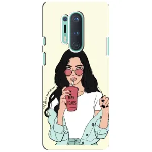 Силиконовый Чехол на OnePlus 8 Pro с картинкой Стильных Девушек (С напитком)