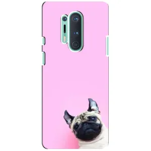 Бампер для OnePlus 8 Pro с картинкой "Песики" (Собака на розовом)