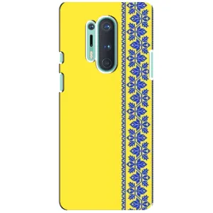 Силиконовый Чехол на OnePlus 8 Pro (Вышиванка на желтом)