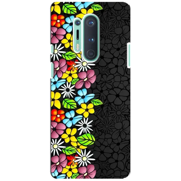 Чохол з малюнком «Яскраві квіти на чорному» для OnePlus 8 Pro