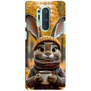 Печатный чехол «Зверята с кофе» для OnePlus 8 Pro (Зайчик с кофе)