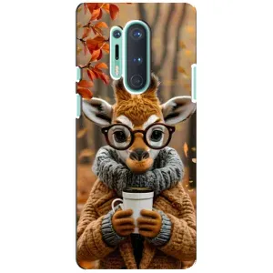 Печатный чехол «Зверята с кофе» для OnePlus 8 Pro (Жираф с кофе)