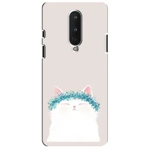 Чехол на тематику: Коты для OnePlus 8 (Белый котик)