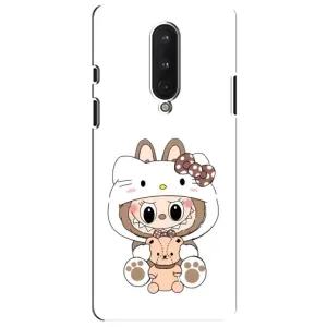 Чехол с принтом Лабубу для OnePlus 8 (Белый Лабубу)