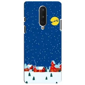 Силіконовий бампер на різдво для OnePlus 8 (Місто в снігу)