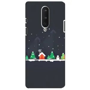 Силіконовий бампер на різдво для OnePlus 8 (Місто зимове)