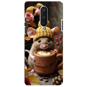 Печатный чехол «Зверята с кофе» для OnePlus 8 (Мышка с кофе)