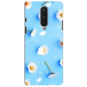 Чехол с Цветами для OnePlus 8 (ромашки на голубом)