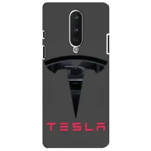 Силиконовый бампер с картинкой машины на OnePlus 8 (Logo TESLA)