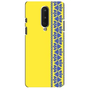 Силиконовый Чехол на OnePlus 8 (Вышиванка на желтом)