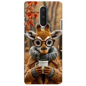 Печатный чехол «Зверята с кофе» для OnePlus 8 (Жираф с кофе)
