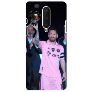 Чехлы Лео Месси в Майами на OnePlus 8 (Золотой мяч Месси)