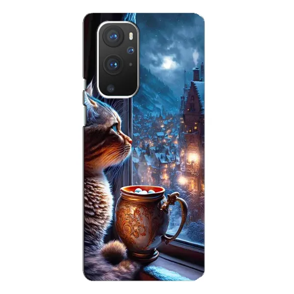 Чехол с рисунком «Кот новогодний» для OnePlus 9 Pro
