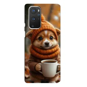 Печатный чехол «Зверята с кофе» для OnePlus 9 Pro (Собачка с кофе)