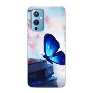 Силиконовый бампер с картинкой животных для OnePlus 9 (Бабочка синяя)