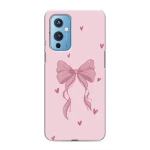 Чехол банты для OnePlus 9 (Бант на розовом)