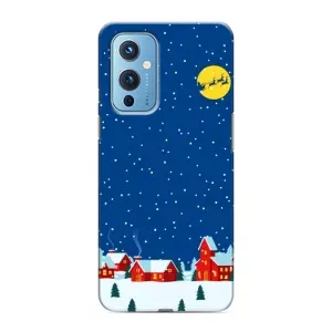 Силіконовий бампер на різдво для OnePlus 9 (Місто в снігу)