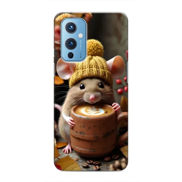 Чехол с рисунком «Мышка с кофе» для OnePlus 9 Чехол с рисунком «Мышка с кофе» для OnePlus 9