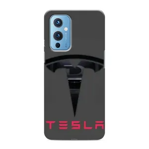 Силіконовий бампер з картинкою машини на OnePlus 9 (Logo TESLA)