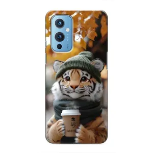 Печатный чехол «Зверята с кофе» для OnePlus 9 (Тигр с кофе)