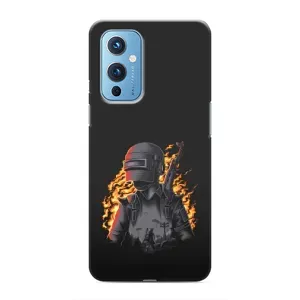 Силиконовый чехол с картинкой "Герой Pubg" на OnePlus 9 (В огне)