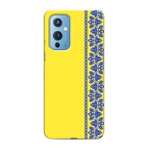 Силіконовый Чохол на OnePlus 9 (Вишиванка на жовтому фоні)