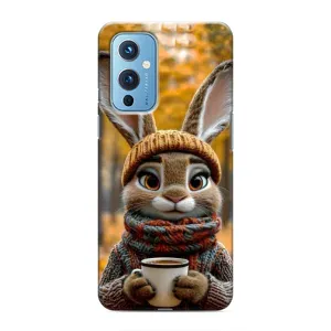 Печатный чехол «Зверята с кофе» для OnePlus 9 (Зайчик с кофе)