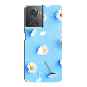 Чехол с Цветами для OnePlus ACE (10R) (ромашки на голубом)