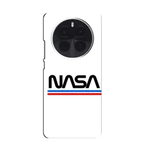 Силиконовый бампер с принтом "Наса" на OnePlus Ace 5 Pro (NASA на белом фоне)