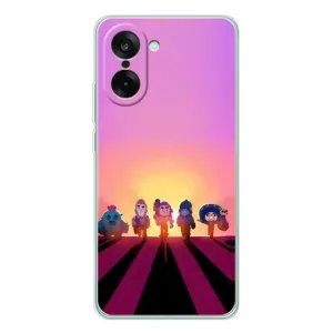 Силиконовый Чехол на OnePlus Ace 5 Racing с картинкой Brawl Stars (Персонажи в закате)