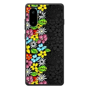 Силиконовый бампер с принтом (цветочки) на ВанПлюс Эйс 6 (Яркие цветы на черном)