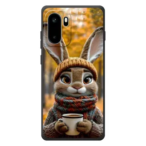 Печатный чехол «Зверята с кофе» для OnePlus Ace 6 (Зайчик с кофе)