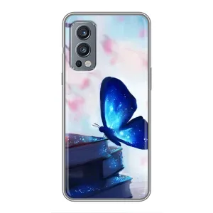 Силиконовый бампер с картинкой животных для OnePlus Nord 2 (Бабочка синяя)