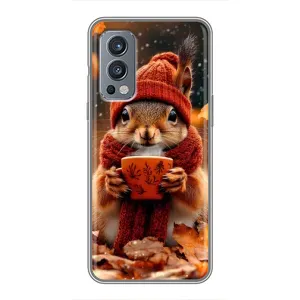 Печатный чехол «Зверята с кофе» для OnePlus Nord 2 (Белка с кофе)