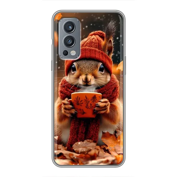 Чехол с рисунком «Белка с кофе» для OnePlus Nord 2 Чехол с рисунком «Белка с кофе» для OnePlus Nord 2