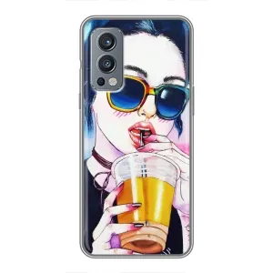Чехол с картинкой Модные Девчонки OnePlus Nord 2 (Девушка с коктейлем)