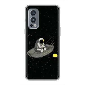 Силиконовый Чехол с принтом "Космонавты" на OnePlus Nord 2 (Космонавт на рыбалке)