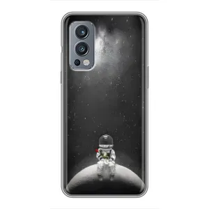 Силиконовый Чехол с принтом "Космонавты" на OnePlus Nord 2 (Космонавт романтик)