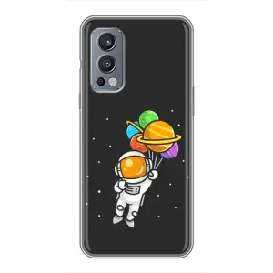 Силиконовый Чехол с принтом "Космонавты" на OnePlus Nord 2 (Космонавт с шариками)