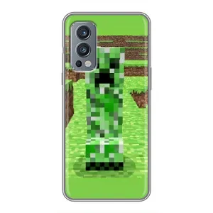 Чехлы для OnePlus Nord 2 (Персонажи Майн Крафт) (Крипер 2)