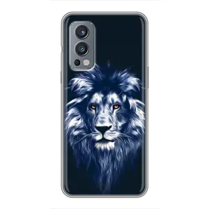 Чехол с картинкой на OnePlus Nord 2 (Лев - синий)