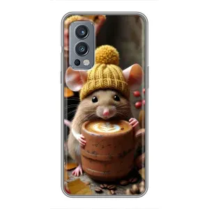Печатный чехол «Зверята с кофе» для OnePlus Nord 2 (Мышка с кофе)