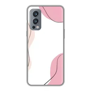 Чехол цветочный дизайн для OnePlus Nord 2 (Розовый фон)