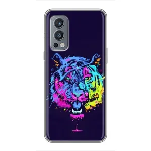 Силиконовый бампер с картинкой животных для OnePlus Nord 2 (Тигр-Арт)