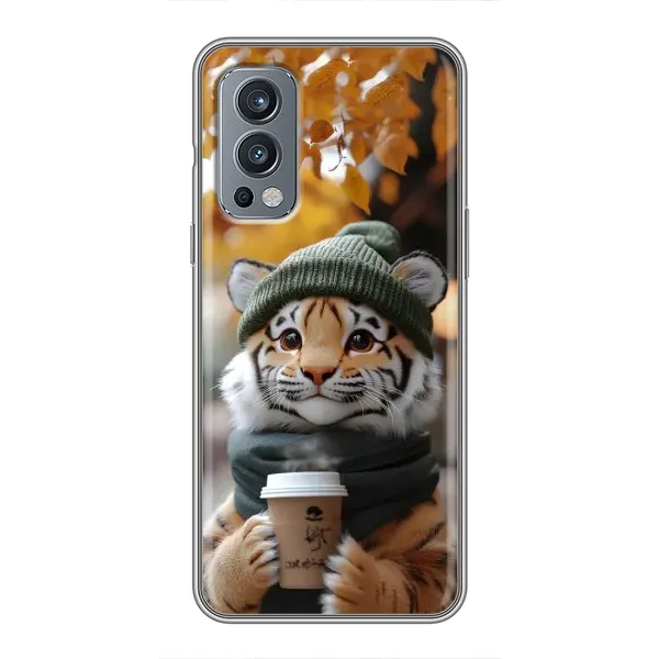 Чехол с рисунком «Тигр с кофе» для OnePlus Nord 2 Чехол с рисунком «Тигр с кофе» для OnePlus Nord 2