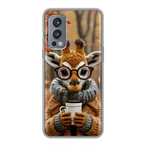 Печатный чехол «Зверята с кофе» для OnePlus Nord 2 (Жираф с кофе)