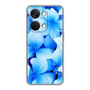 Силиконовый бампер с принтом (цветочки) на ВанПлас Норд 3 5g (Синие цветы)